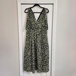 CALVIN KLEIN | 100% Cotton Ditsy Floral Midi Dress Sz 10 Sleeveless Cottagecore